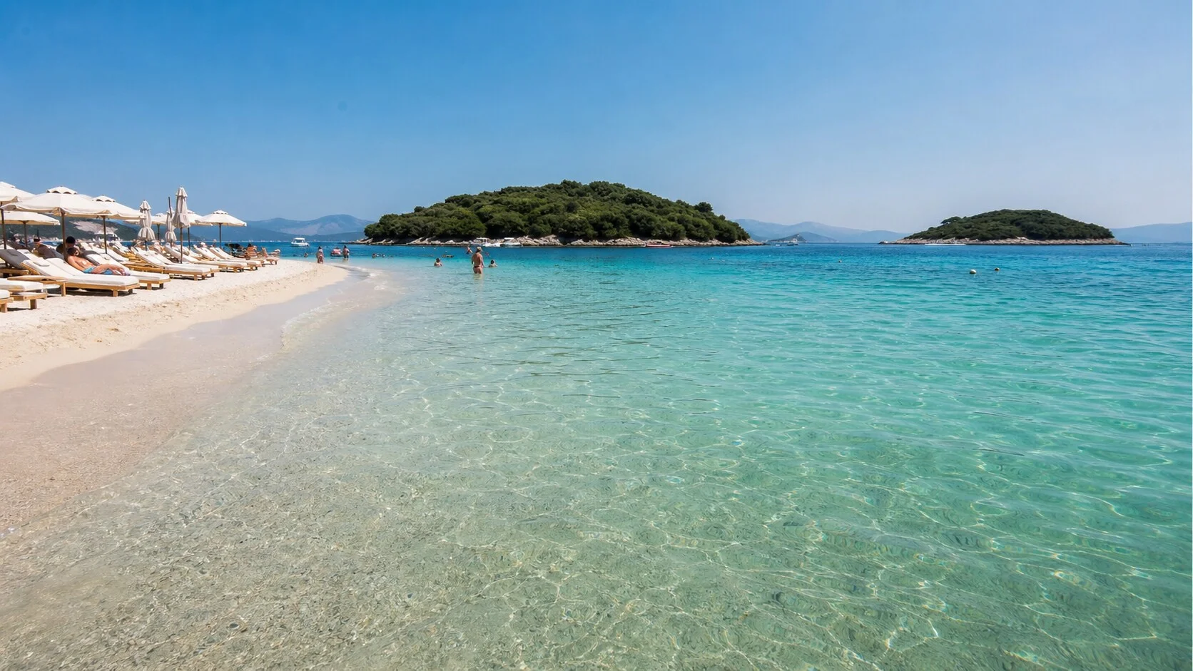 Ksamil beach with turquoise water